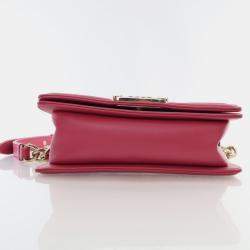 Pre Owned Chanel Small Pink Tweed Boy Bag