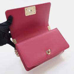 Pre Owned Chanel Small Pink Tweed Boy Bag