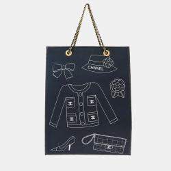 Chanel Navy Canvas and Leather Icon Chain Tote Bag