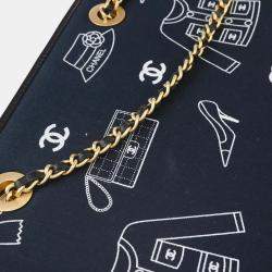 Chanel Navy Canvas and Leather Icon Chain Tote Bag