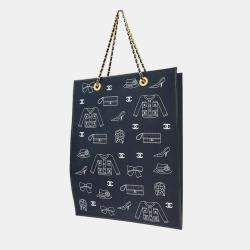 Chanel Navy Canvas and Leather Icon Chain Tote Bag
