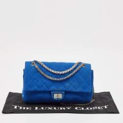 Chanel Blue Quilted Jersey Reissue 2.55 Classic 226 Flap Bag