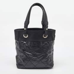 Chanel Black Quilted Coated Canvas and Fabric Paris-Biarritz Bag