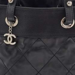 Chanel Black Quilted Coated Canvas and Fabric Paris-Biarritz Bag