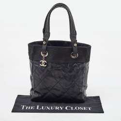 Chanel Black Quilted Coated Canvas and Fabric Paris-Biarritz Bag
