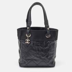 Chanel Black Quilted Coated Canvas and Fabric Paris-Biarritz Bag
