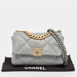 Pre Owned Chanel Grey Quilted Leather Small 19 Flap Bag