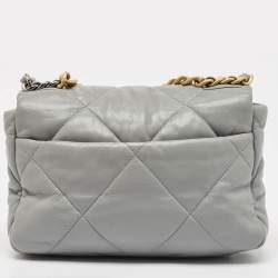 Pre Owned Chanel Grey Quilted Leather Small 19 Flap Bag