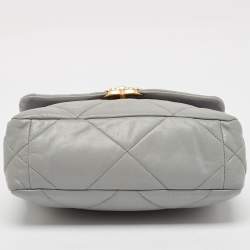 Pre Owned Chanel Grey Quilted Leather Small 19 Flap Bag