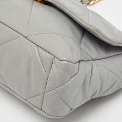 Pre Owned Chanel Grey Quilted Leather Small 19 Flap Bag