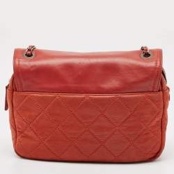 Chanel Burnt Orange Quilted Leather and Nubuck In The Mix Flap Bag