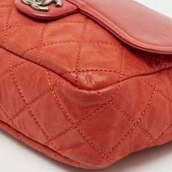 Chanel Burnt Orange Quilted Leather and Nubuck In The Mix Flap Bag