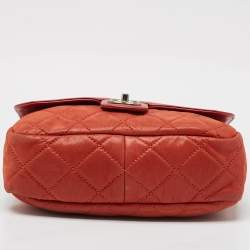 Chanel Burnt Orange Quilted Leather and Nubuck In The Mix Flap Bag