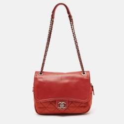 Chanel Burnt Orange Quilted Leather and Nubuck In The Mix Flap Bag
