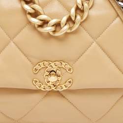 Chanel Beige Quilted Leather Large 19 Flap Bag
