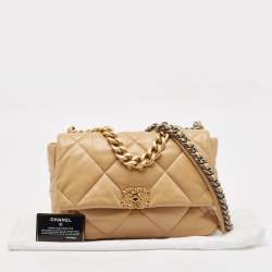 Chanel Beige Quilted Leather Large 19 Flap Bag