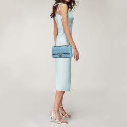 Pre Owned Chanel Light Blue Quilted Denim Classic 225 Reissue 2.55 Flap Bag