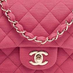 Chanel Pink Quilted Jersey Small Classic Single Flap Bag 