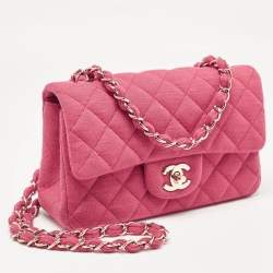 Chanel Pink Quilted Jersey Small Classic Single Flap Bag 