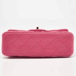Chanel Pink Quilted Jersey Small Classic Single Flap Bag 