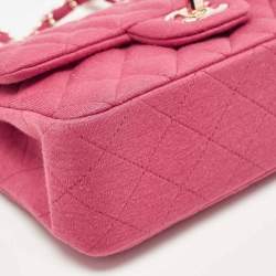 Chanel Pink Quilted Jersey Small Classic Single Flap Bag 