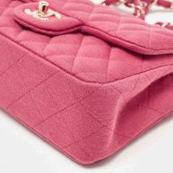 Chanel Pink Quilted Jersey Small Classic Single Flap Bag 