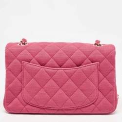 Chanel Pink Quilted Jersey Small Classic Single Flap Bag 