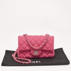 Chanel Pink Quilted Jersey Small Classic Single Flap Bag 