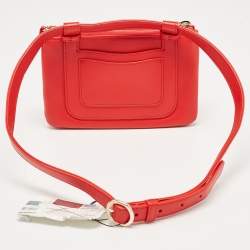 Pre Owned Chanel Red Leather CC Mania Double Zip Waist Belt Bag