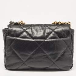 Pre Owned Chanel Black Quilted Leather Medium 19 Flap Bag