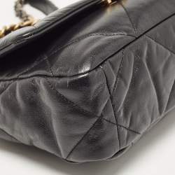 Pre Owned Chanel Black Quilted Leather Medium 19 Flap Bag