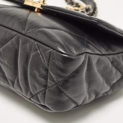 Pre Owned Chanel Black Quilted Leather Medium 19 Flap Bag