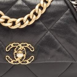 Pre Owned Chanel Black Quilted Leather Medium 19 Flap Bag