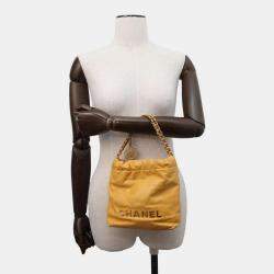 Chanel Yellow Shiny Calf Leather 22 Shoulder Bag