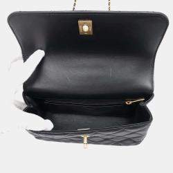 Chanel Black Lambskin Matelasse Chain Top Handle Bag