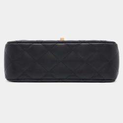 Chanel Black Lambskin Matelasse Chain Top Handle Bag