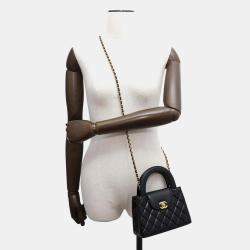 Pre Owned Chanel Black Shiny Calf Leather Mini Kelly Shoulder Bag