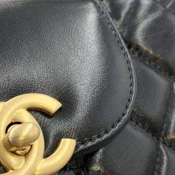 Pre Owned Chanel Black Shiny Calf Leather Mini Kelly Shoulder Bag