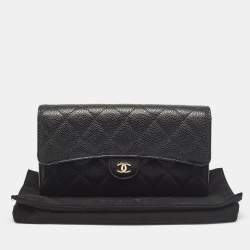 Chanel Black Quilted Caviar Leather Classic Flap Continental Wallet