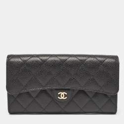 Chanel Black Quilted Caviar Leather Classic Flap Continental Wallet