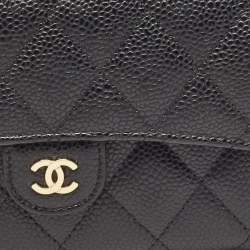 Chanel Black Quilted Caviar Leather Classic Flap Continental Wallet