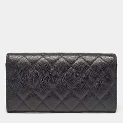 Chanel Black Quilted Caviar Leather Classic Flap Continental Wallet