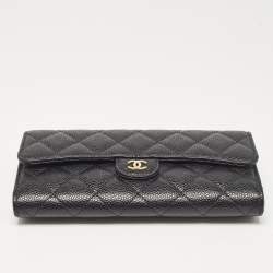 Chanel Black Quilted Caviar Leather Classic Flap Continental Wallet