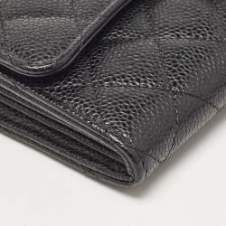 Chanel Black Quilted Caviar Leather Classic Flap Continental Wallet