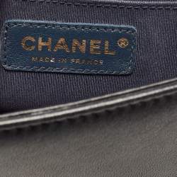 Chanel Navy Blue/Black Quilted Leather Small Boy Flap Bag