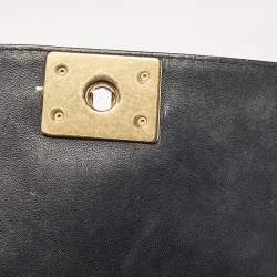 Chanel Navy Blue/Black Quilted Leather Small Boy Flap Bag