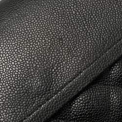 Pre Owned Chanel Black Quilted Caviar Leather Jumbo Classic Double Flap Bag
