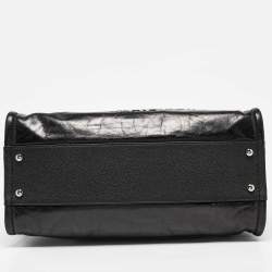 Chanel Black Glazed Leather Small Deauville Shopping Tote