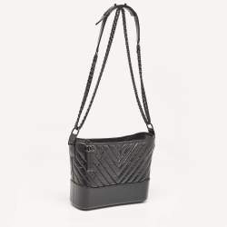 Chanel Black Quilted Aged Leather Medium Gabrielle Hobo