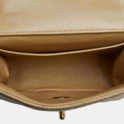 Pre Owned Chanel Beige Lambskin Parent Child Kelly Set Top Handle Bag